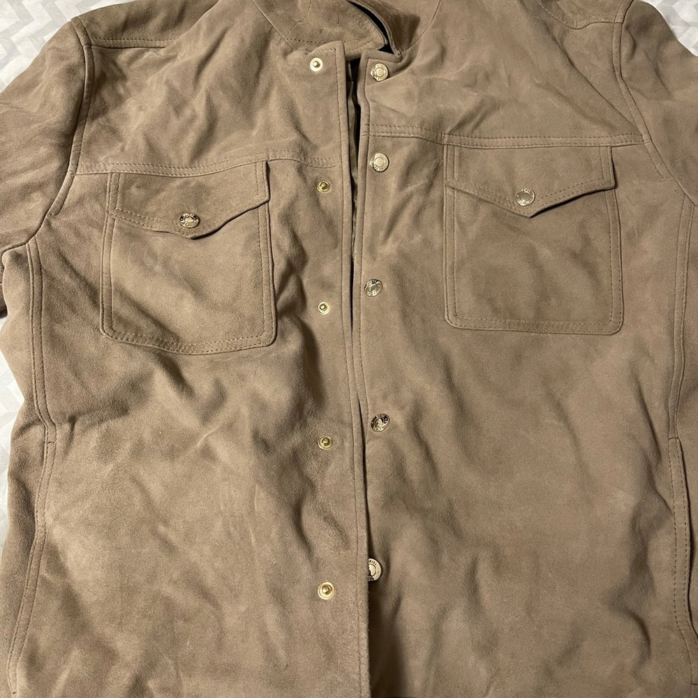 Reiss suede leather jacket, sand colored, size small in a great condition.